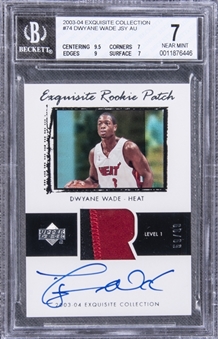 2003-04 UD "Exquisite Collection" Rookie Patch #74 Dwyane Wade Signed Rookie Card (#59/99) – BGS NM 7/BGS 10